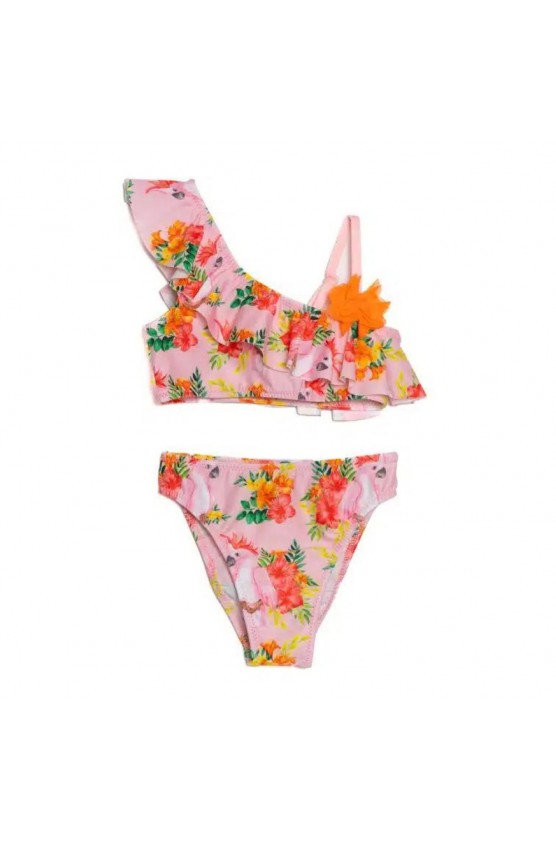 Μαγιό Bikini με παπαγάλους για μικρά κορίτσια Tortue S5-219-404 Ροζ