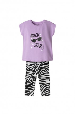 Σετ Μπλούζα με κολάν κάπρι Για Κορίτσι EBITA 254103 Μωβ