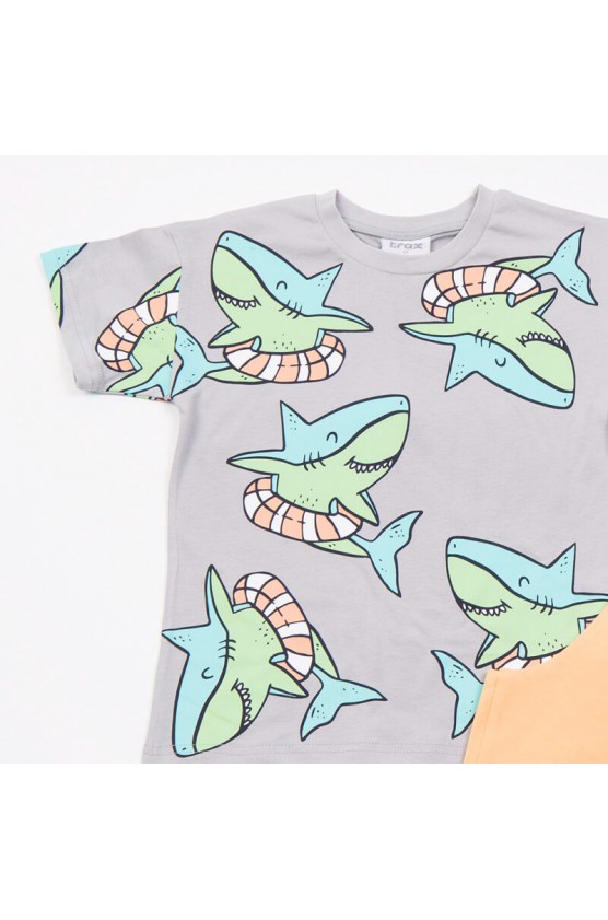 ΣΕΤ ΜΠΛΟΥΖΑ ΜΕ ΒΕΡΜΟΥΔΑ  ΓΙΑ ΜΙΚΡΑ ΑΓΟΡΙΑ  TRAX 49418 ΓΚΡΙ