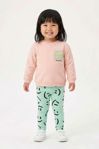 Σετ  2 μπλουζάκια με κολάν  για μικρό κορίτσι TRAX 49208 daisy