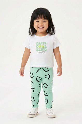 Σετ  2 μπλουζάκια με κολάν  για μικρό κορίτσι TRAX 49208 daisy