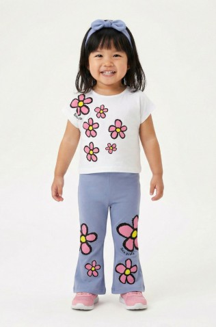 Σετ μπλουζάκι με κολάν και κορδέλα  για μικρό κορίτσι TRAX 49210 λευκό