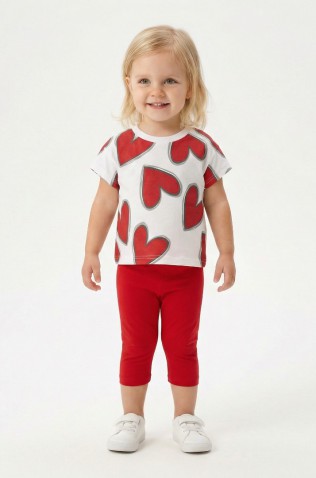 Σετ μπλουζάκι με κολάν κ΄απρι για μικρό κορίτσι TRAX 49219 λευκό