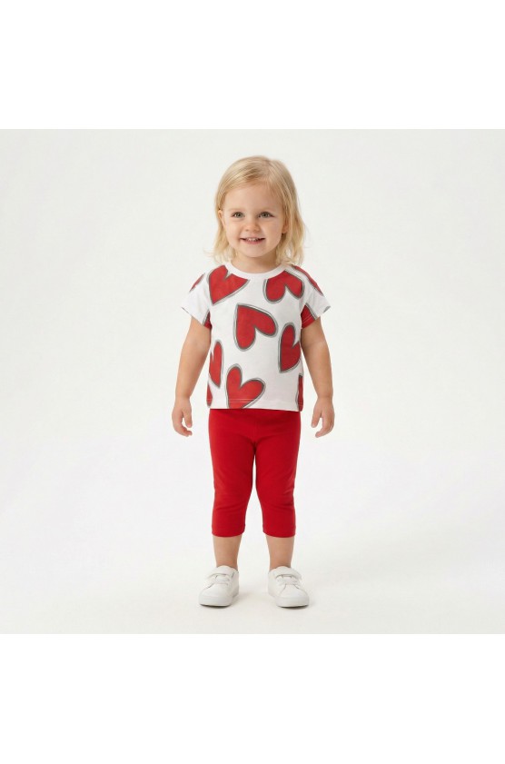 Σετ μπλουζάκι με κολάν κ΄απρι για μικρό κορίτσι TRAX 49219 λευκό