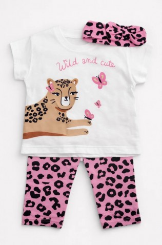 Σετ μπλουζάκι με κολάν και κορδέλα  για μικρό κορίτσι TRAX 49221 λευκό