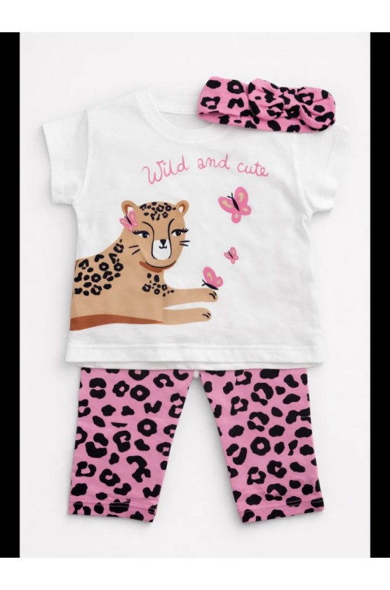 Σετ μπλουζάκι με κολάν και κορδέλα  για μικρό κορίτσι TRAX 49221 λευκό