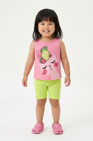 Σετ μπλουζάκι με κολάν ποδηλατικό  για μικρό κορίτσι TRAX 49223 glossy