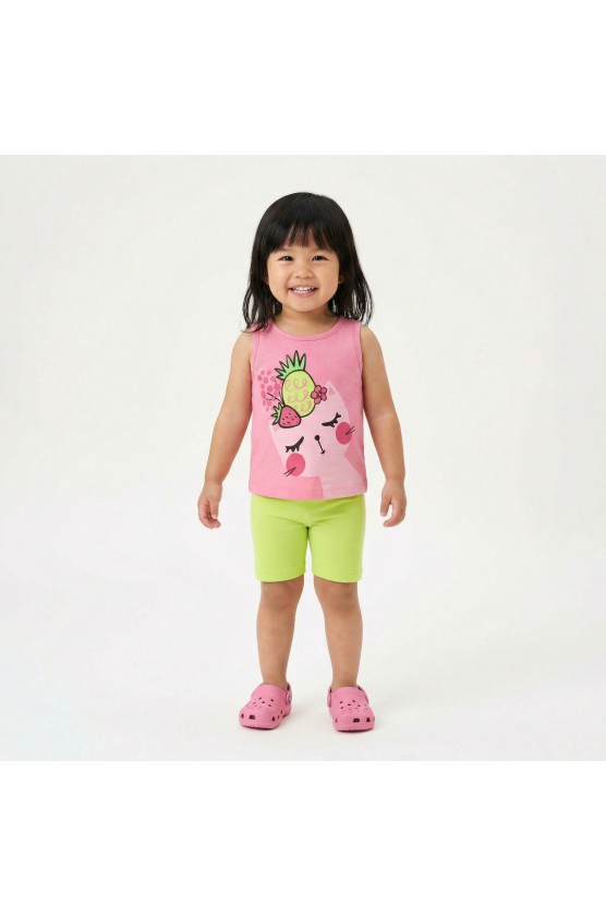 Σετ μπλουζάκι με κολάν ποδηλατικό  για μικρό κορίτσι TRAX 49223 glossy