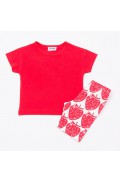 Σετ μπλουζάκι με κολάν ποδηλατικό  για μικρό κορίτσι TRAX 49225 κόκκινο