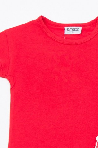 Σετ μπλουζάκι με κολάν ποδηλατικό  για μικρό κορίτσι TRAX 49225 κόκκινο