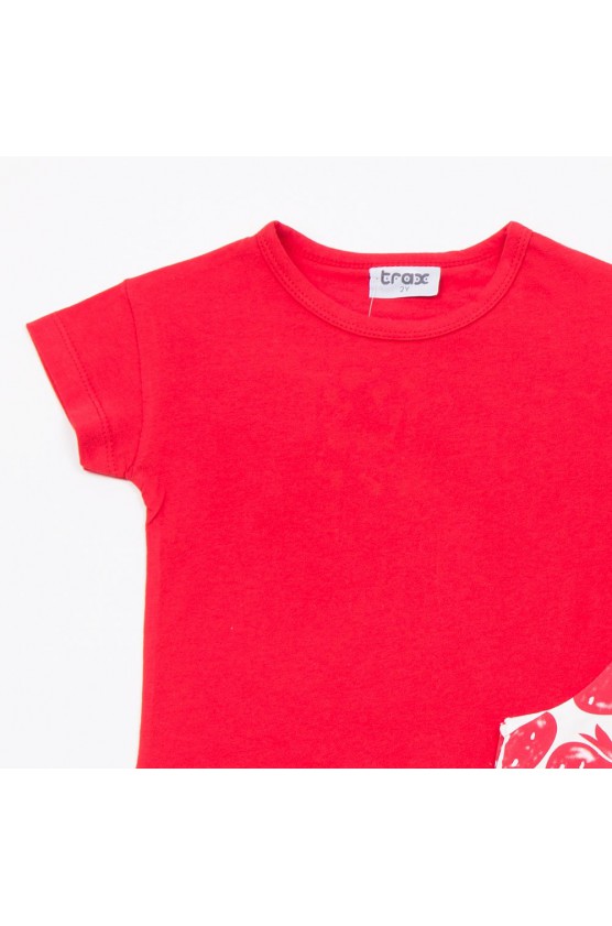 Σετ μπλουζάκι με κολάν ποδηλατικό  για μικρό κορίτσι TRAX 49225 κόκκινο