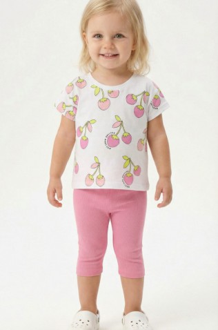 Σετ μπλουζάκι με κολάν  κάπρι για μικρό κορίτσι TRAX 49227 λευκό