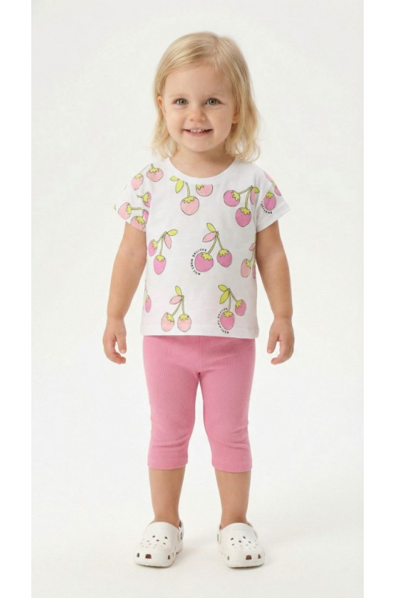 Σετ μπλουζάκι με κολάν  κάπρι για μικρό κορίτσι TRAX 49227 λευκό