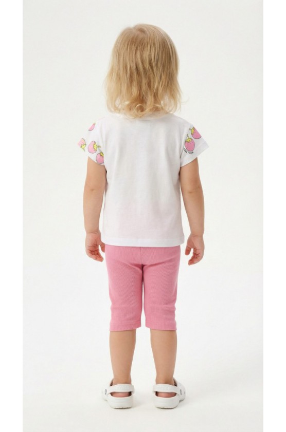 Σετ μπλουζάκι με κολάν  κάπρι για μικρό κορίτσι TRAX 49227 λευκό