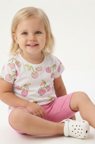 Σετ μπλουζάκι με κολάν  κάπρι για μικρό κορίτσι TRAX 49227 λευκό
