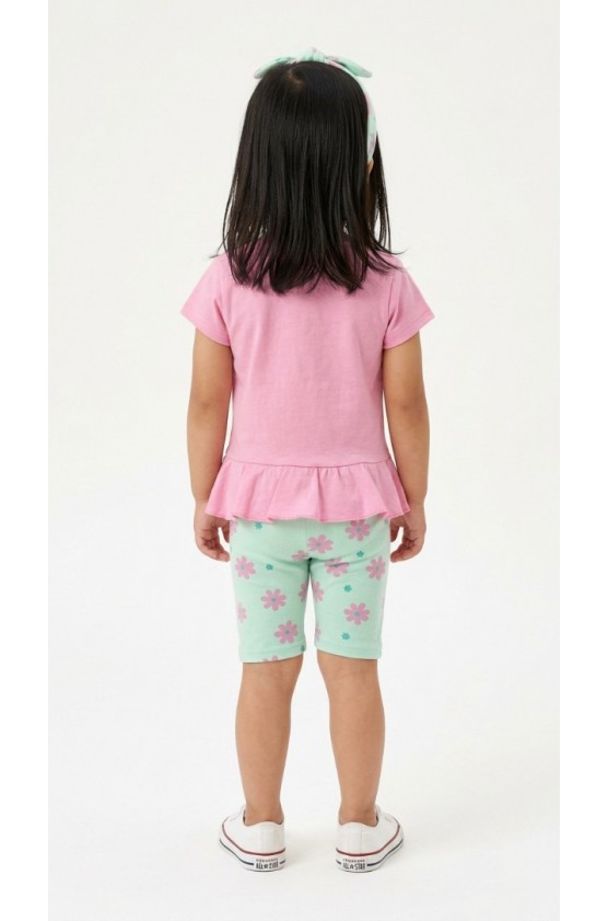 Σετ  μπλούζα  και κολάν ποδηλατικό για μικρό κορίτσι TRAX 49228 glossy