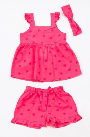Σετ μπλουζάκι με σορτς  για μικρό κορίτσι TRAX 49240 φούξια