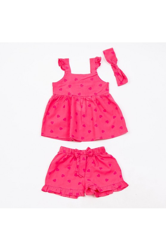 Σετ μπλουζάκι με σορτς  για μικρό κορίτσι TRAX 49240 φούξια