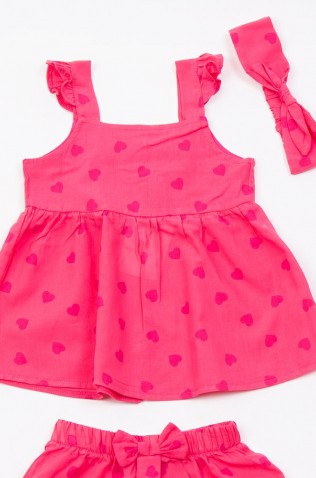 Σετ μπλουζάκι με σορτς  για μικρό κορίτσι TRAX 49240 φούξια