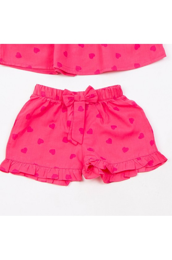 Σετ μπλουζάκι με σορτς  για μικρό κορίτσι TRAX 49240 φούξια