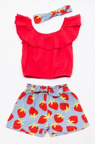 Σετ μπλουζάκι με σορτς  για μικρό κορίτσι TRAX 49242 Κόκκινο
