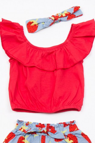 Σετ μπλουζάκι με σορτς  για μικρό κορίτσι TRAX 49242 Κόκκινο