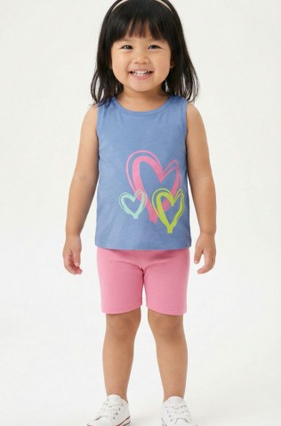 Σετ δυο μπλούζες  και κολάν ποδηλατικό για μικρό κορίτσι TRAX 49243 λευκό