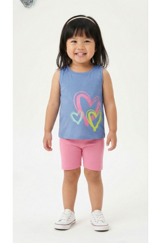 Σετ δυο μπλούζες  και κολάν ποδηλατικό για μικρό κορίτσι TRAX 49243 λευκό