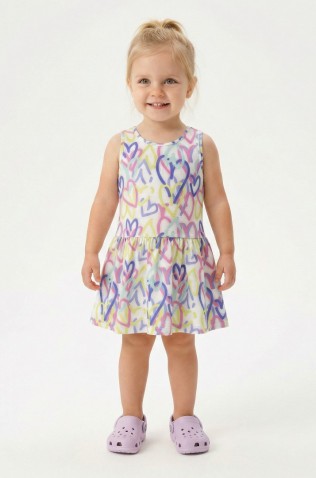 Φόρεμα αμάνικο για μικρό κορίτσι TRAX 49245 ΛΕΥΚΟ