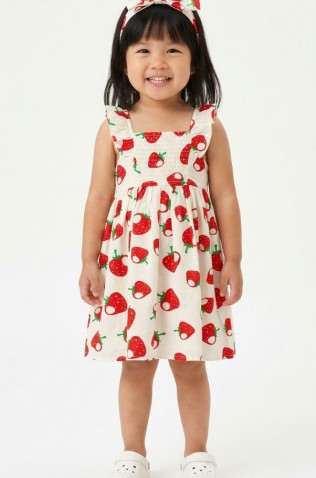 Φόρεμα αμάνικο για μικρό κορίτσι TRAX 49250 ΛΕΥΚΟ