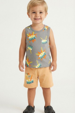 ΣΕΤ ΜΠΛΟΥΖΑ ΜΕ ΒΕΡΜΟΥΔΑ  ΓΙΑ ΜΙΚΡΑ ΑΓΟΡΙΑ  TRAX 49435 ΓΚΡΙ