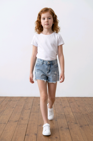 Τζιν σορτς με στρας  για  κορίτσια  Pink Rabbit v8-313 μπλε