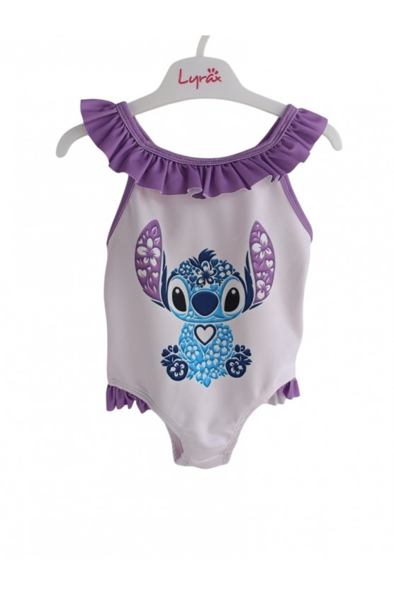 Ολόσωμο μαγιό για μικρό κορίτσι  Stitch λιλά-ροζ