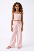 Σετ μπλούζα crop και παντελόνα για  κορίτσια 26300 ροζ απαλό