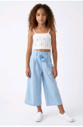 Σετ μπλούζα crop και παντελόνα για  κορίτσια 26300 λευκό-γαλάζιο