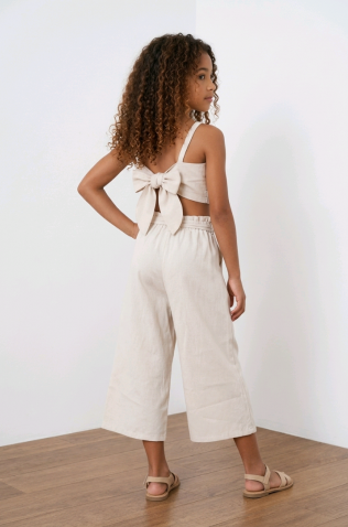 Σετ μπλούζα crop και παντελόνα για  κορίτσια 26300 Μπεζ