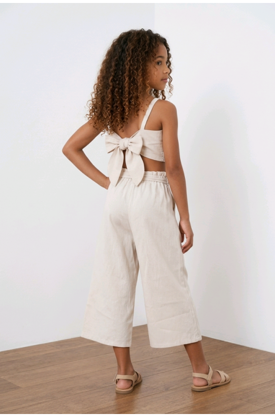 Σετ μπλούζα crop και παντελόνα για  κορίτσια 26300 Μπεζ