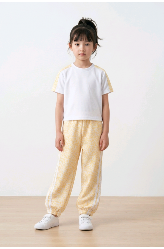 Σετ μπλούζα και φόρμα για  κορίτσια λεοπάρ 26257 κίτρινο