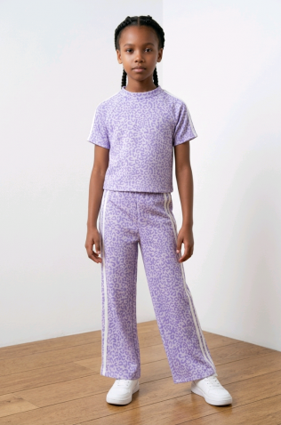Σετ μπλούζα και φόρμα για  κορίτσια λεοπάρ 26269 λιλά