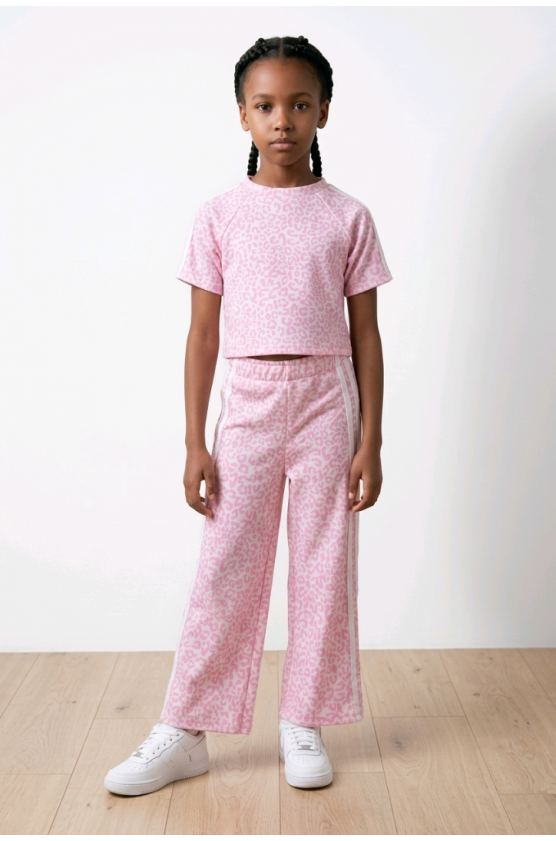 Σετ μπλούζα και φόρμα για  κορίτσια λεοπάρ 26222 ροζ