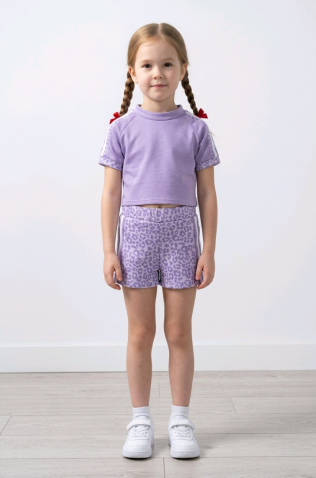 Σετ μπλούζα και σορτσάκι για  κορίτσια λεοπάρ 26094 λιλά