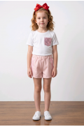 Σετ μπλούζα και σορτσάκι για  κορίτσια  26094 λευκό-ροζ πούδρα