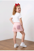 Σετ μπλούζα και σορτσάκι για  κορίτσια  26094 λευκό-ροζ πούδρα