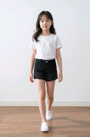 Τζιν σορτς με στρας  για  κορίτσια  Miss Brum CBM-1103 Μαύρο