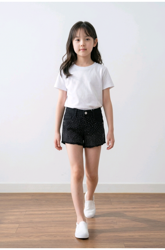 Τζιν σορτς με στρας  για  κορίτσια  Miss Brum CBM-1103 Μαύρο