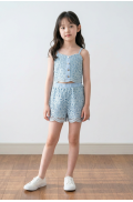 Σετ μπλούζα crop και σορτς για  κορίτσια pretty baby 1591 Γαλ΄άζιο