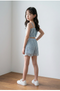 Σετ μπλούζα crop και σορτς για  κορίτσια pretty baby 1591 Γαλ΄άζιο
