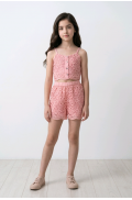 Σετ μπλούζα crop και σορτς για  κορίτσια pretty baby 1591 Σομόν