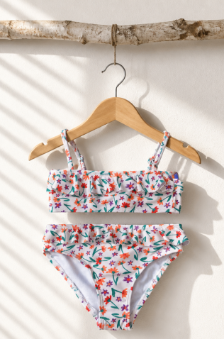  Μαγιό Bikini floral για μικρά κορίτσια AC-1467 ΚΡΕΜ 