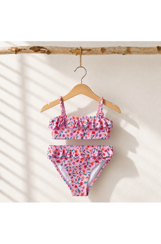 Μαγιό Bikini floral για μικρά κορίτσια AC-1467 ΡΟΖ